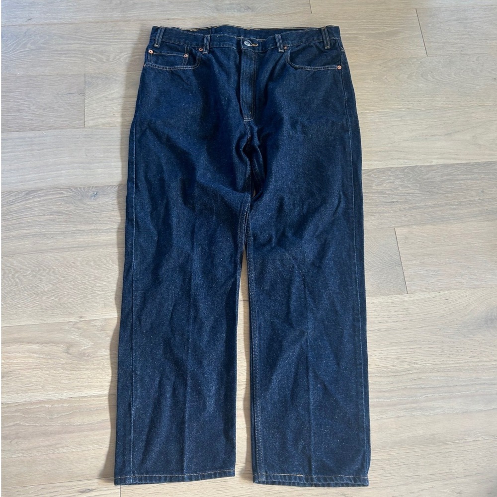 DARK Levis 505 Regular Fit Straight Leg Jeans Dark Indigo Mens 40x30 00505-0216